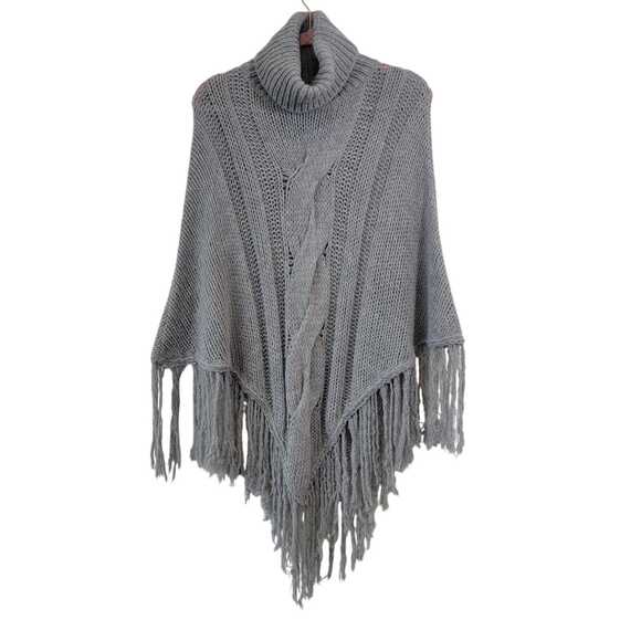 Italian Alpaca Wool Fringe Poncho - Picture 1 of 8